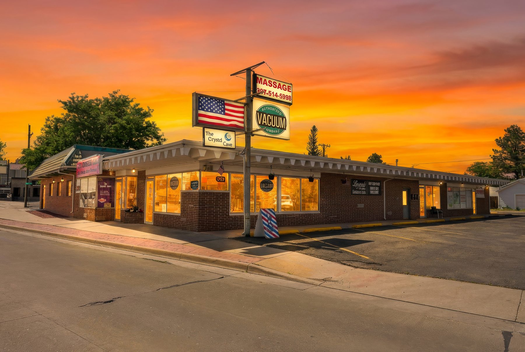 The shop on East Lincolnway at sunset