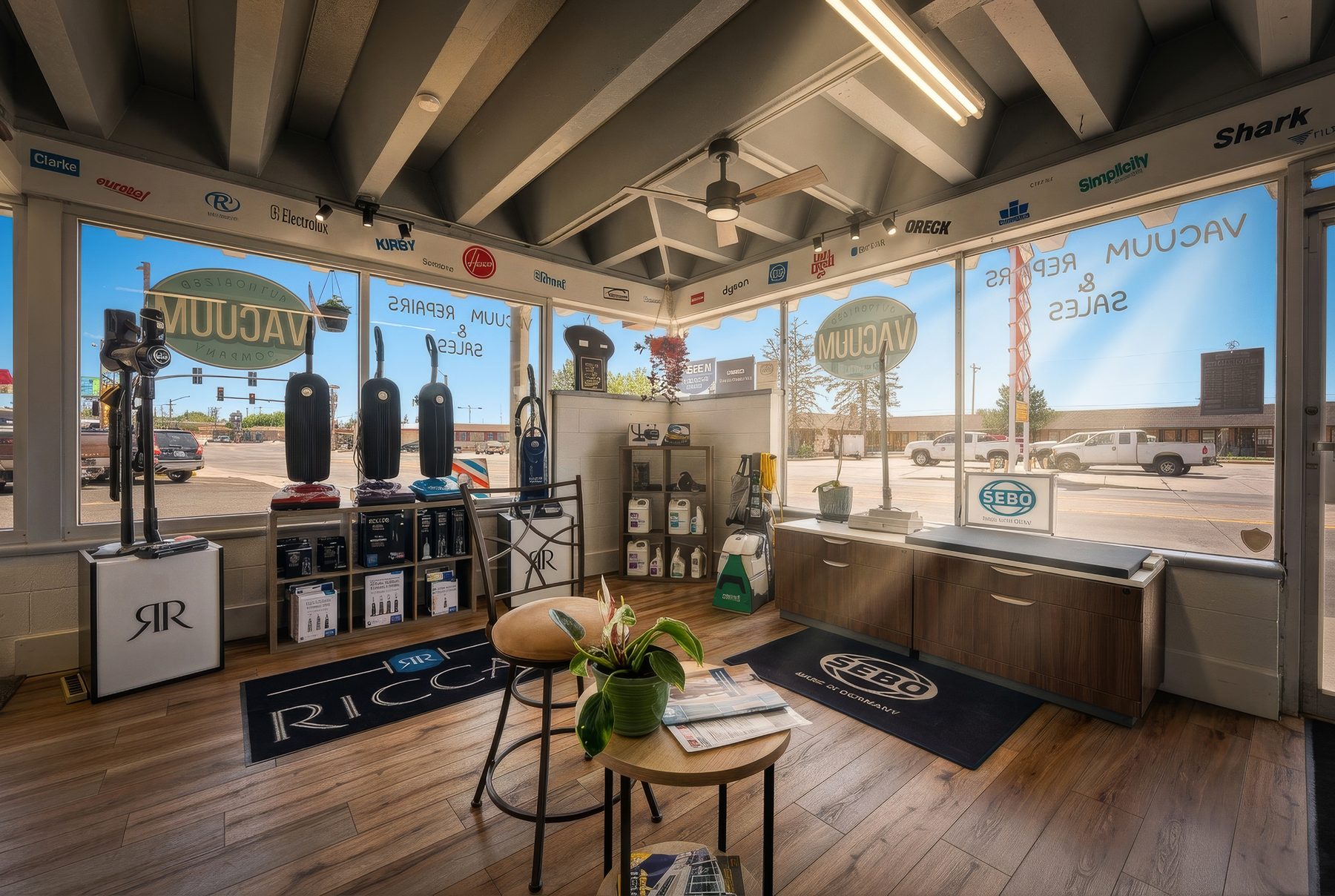 Showroom displays along the Lincolnway windows
